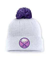 Men's White Buffalo Sabres Authentic Pro Hockey Fights Cancer Cuffed Knit Hat with Pom
