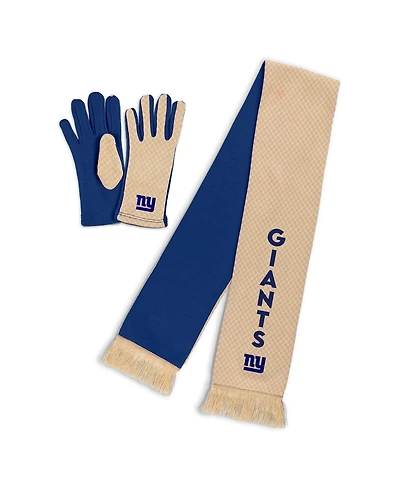 Wear by Erin Andrews Women's New York Giants Tonal Microcheck Scarf Glove Set