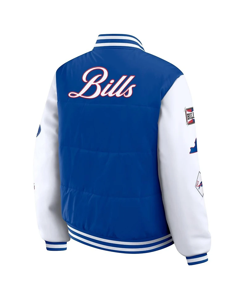 Wear by Erin Andrews Women's Royal Buffalo Bills Varsity Full-Snap Puffer Jacket