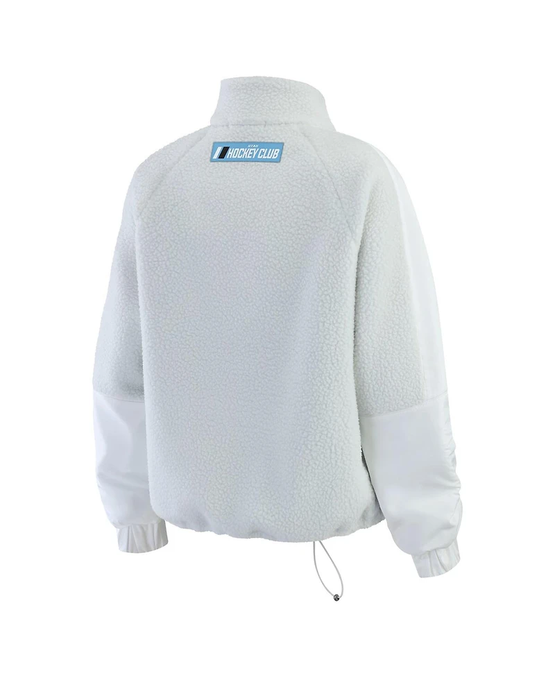 Wear by Erin Andrews Women's Gray Utah Mammoth Polar Fleece Quarter-Zip Jacket