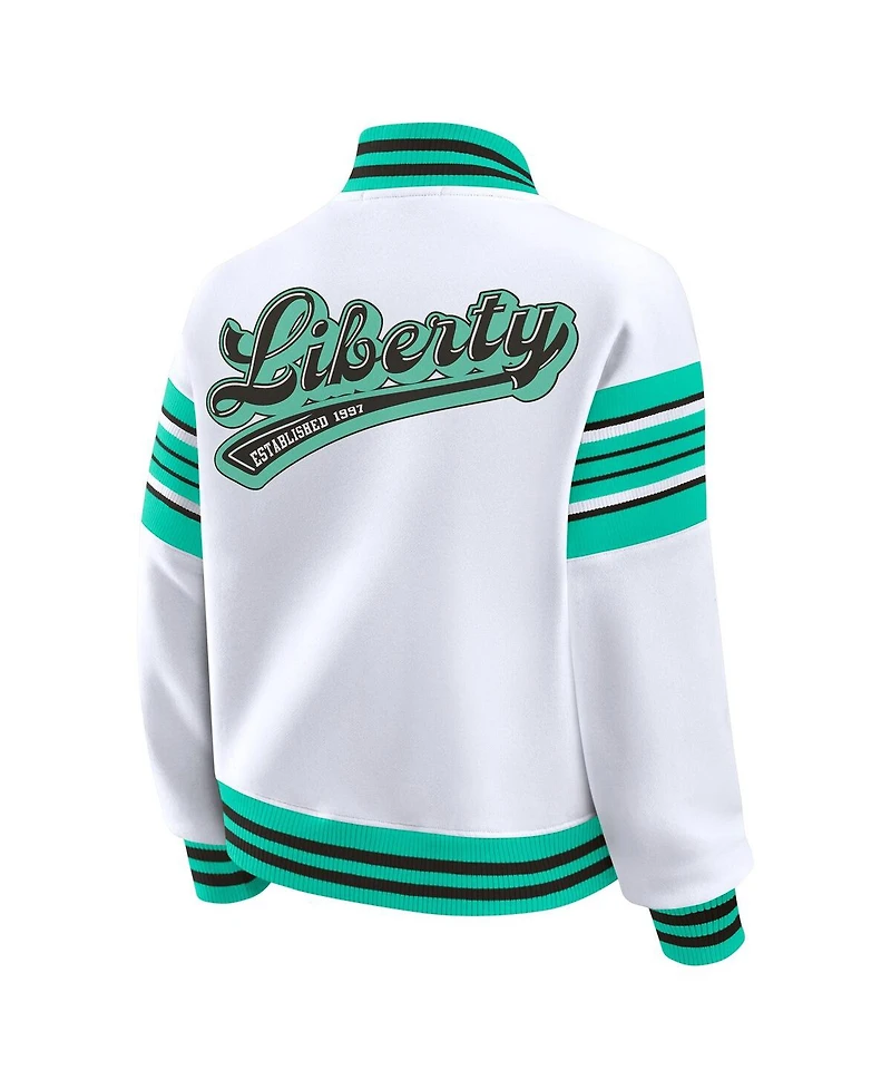 Wear by Erin Andrews Women's White/Mint Wnba Full-Snap Fleece Sweatshirt Jacket
