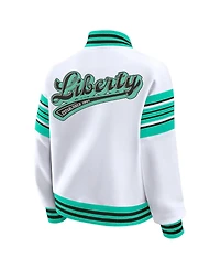 Wear by Erin Andrews Women's White/Mint Wnba Full-Snap Fleece Sweatshirt Jacket