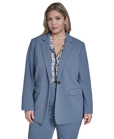 Calvin Klein Plus Scuba Crepe Notch Collar Jacket