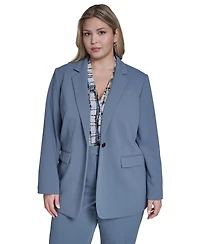 Calvin Klein Plus Scuba Crepe Notch Collar Jacket