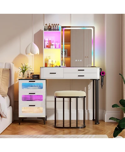 Vlsrka Vanity Makeup Desk with Mirror and Lights