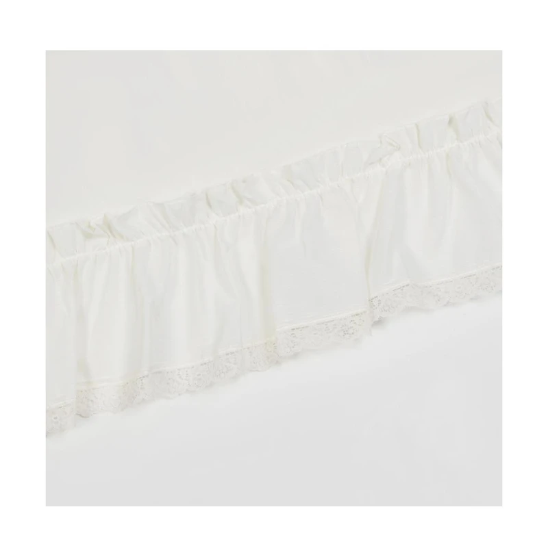 Ellis Curtain Madelyn Ruflled Victorian 1.5" Rod Pocket Window Curtain Tiers 82"x30" Natural