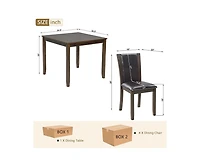 sumyeg Dark Walnut Farmhouse 5-Piece Dining Set with Wood Table and 4 Chairs