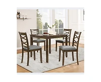 Casainc Modern Elegant 5-Piece Walnut Wood Dining Set with 4 Chairs