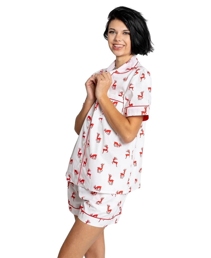 Sant and Abel Women's ganic Cotton Poplin Button Down Short Sleeve Pajama Set