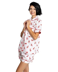 Sant and Abel Women's ganic Cotton Poplin Button Down Short Sleeve Pajama Set