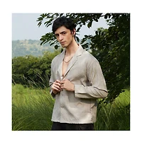 Campus Sutra Men's Ecru Beige Wrinked Korean Oversized Shirt