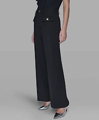 Karl Lagerfeld Paris Women's Mid Rise Straight Leg Pants