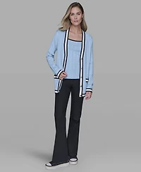 Karl Lagerfeld Paris Women's V-Neck Contrast Cardigan