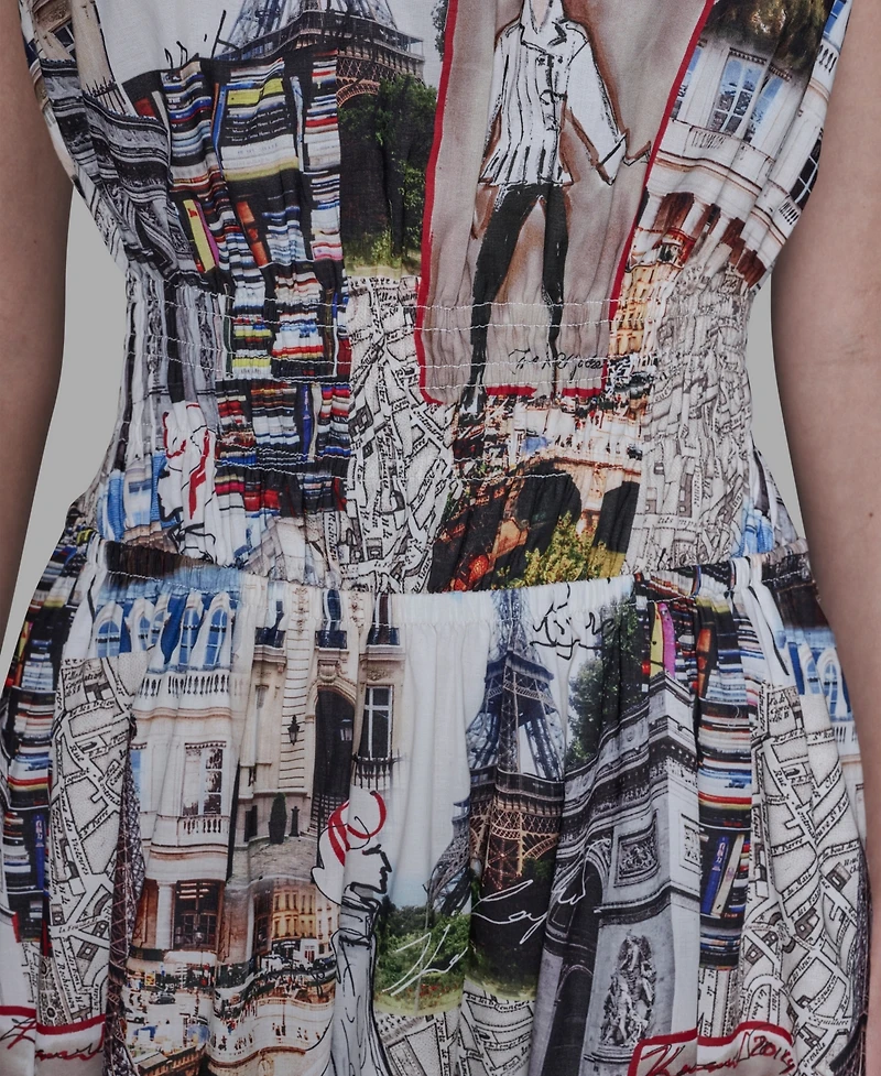 Karl Lagerfeld Paris Women's Allover City Scene Print Pull-On Dress