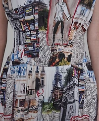 Karl Lagerfeld Paris Women's Allover City Scene Print Pull-On Dress