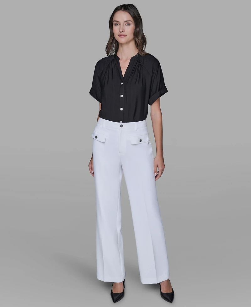 Karl Lagerfeld Paris Women's Mid Rise Straight Leg Pants