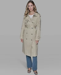 Karl Lagerfeld Paris Women's Embroidered Collar Trench Coat