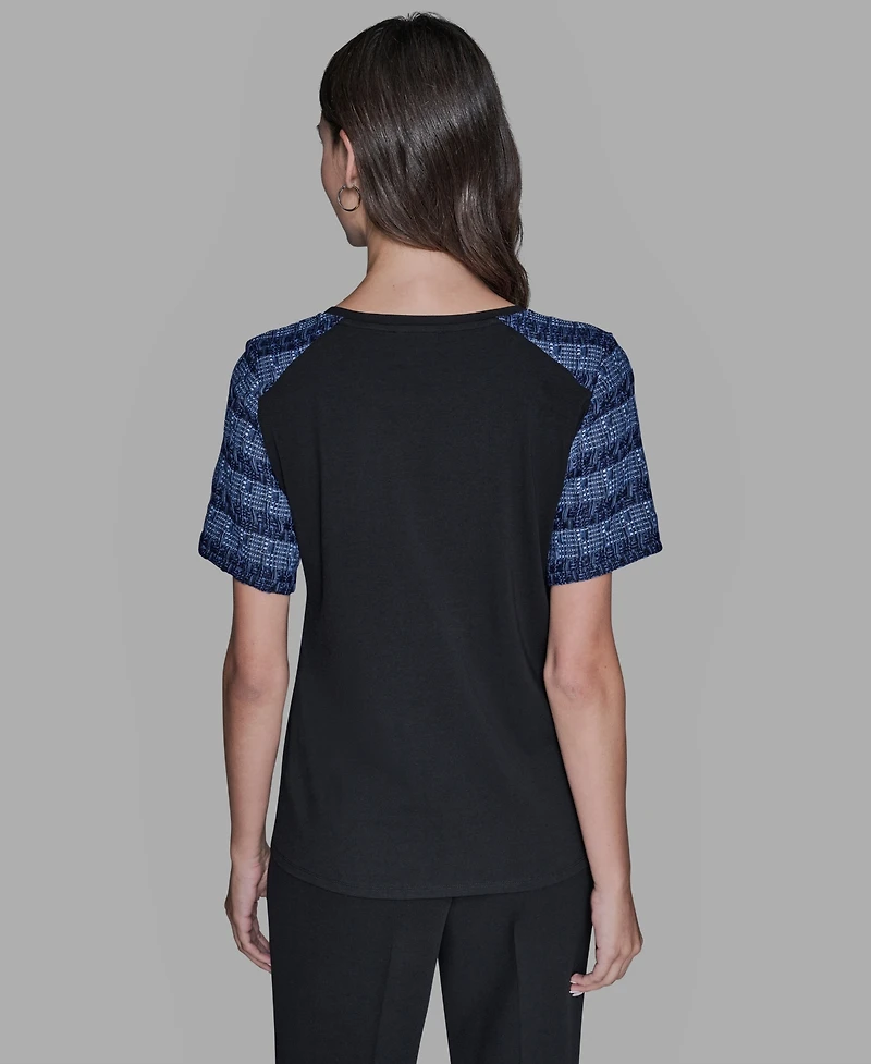 Karl Lagerfeld Paris Women's Raglan Short-Sleeve Blouse