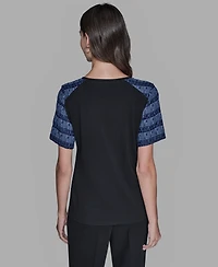 Karl Lagerfeld Paris Women's Raglan Short-Sleeve Blouse