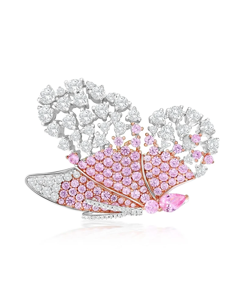 Suzy Levian New York Gala Collection Sterling Silver Cubic Zirconia Butterfly Brooch