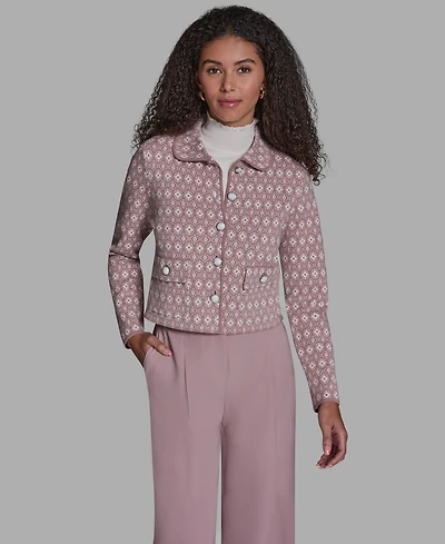 Bcbg Women's Printed Long-Sleeve Sweater Knit Jacket