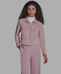 Bcbg Women's Printed Long-Sleeve Sweater Knit Jacket