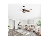 Sofucor 52-inch Elegant and Simple Brown 5-Blade Flush Mount with Remote Control and Timer Functions