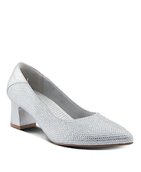Patrizia Women's Senna Crystal-Embellished Pointed Toe Block Heel Pumps – Slip-On Dress Shoes
