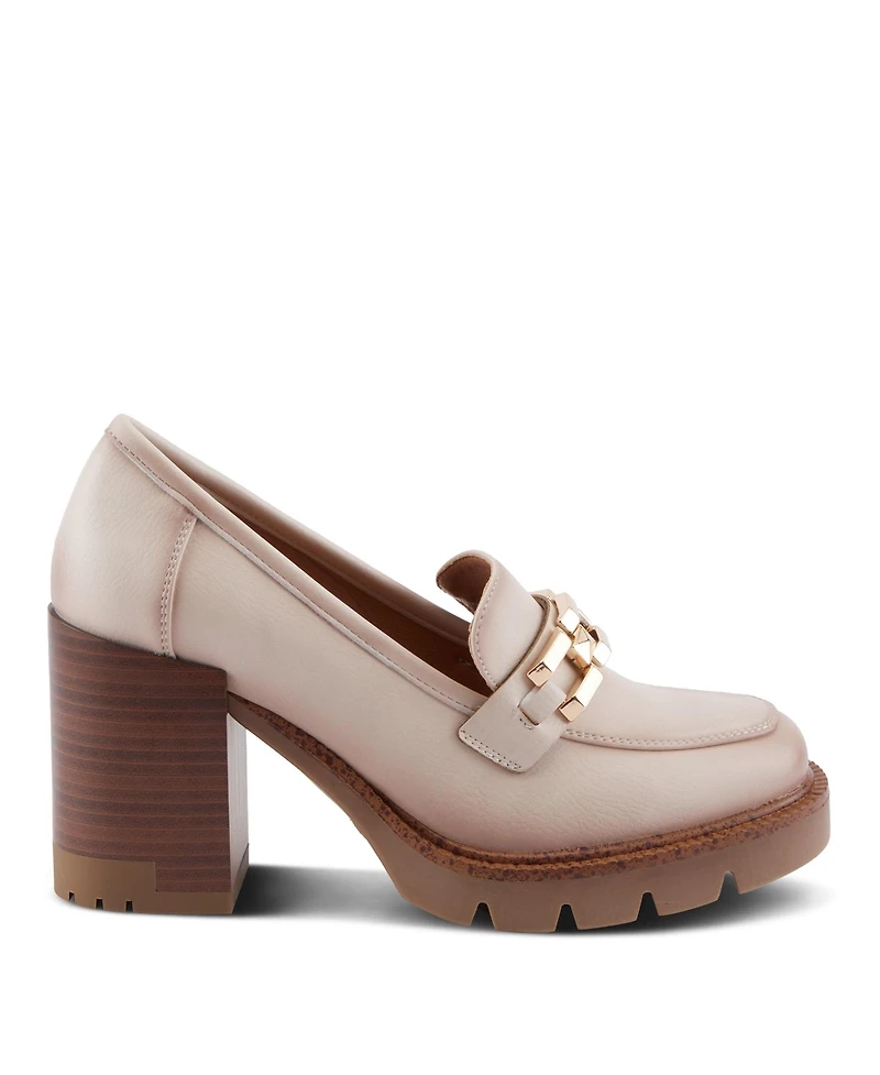 Patrizia Women s Dajah Slip-On Loafers with Inset Heel, Geometric Hardware & Lug Sole