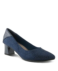 Patrizia Women's Senna Crystal-Embellished Pointed Toe Block Heel Pumps – Slip-On Dress Shoes