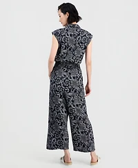 Nautica Women's Paisley Button-Front Sleeveless Jumpsuit