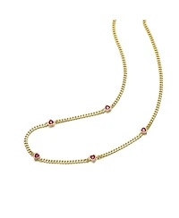 14K Gold Plated with Red Heart Accents Chain Necklace