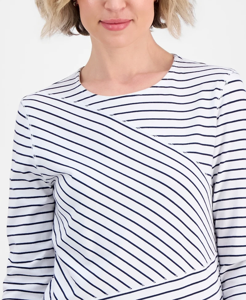 Nautica Women's Mixed-Stripe Long-Sleeve T-Shirt