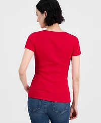 Nautica Jeans Women's Cotton Short-Sleeve Scoop-Neck Tee