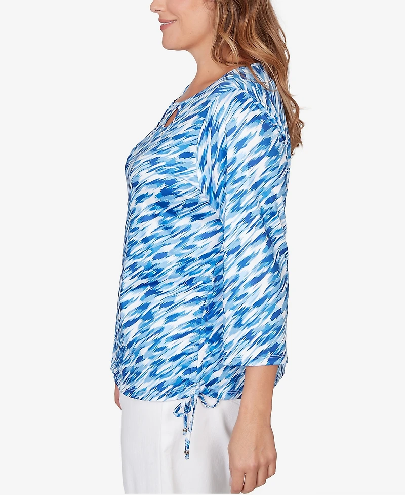 Hearts Of Palm Plus Printed 3/4 Sleeve Top