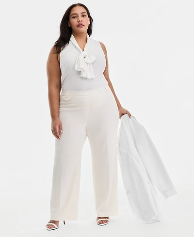 Anne Klein Plus Pull-On Flap-Pocket Pants
