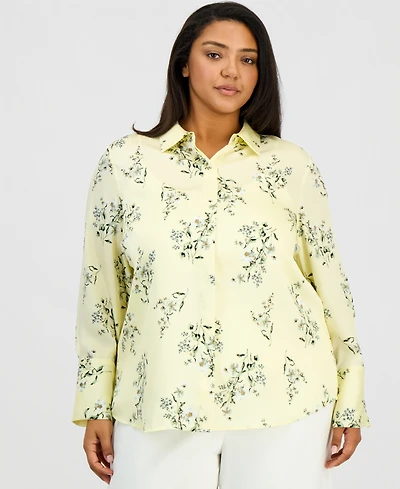 Anne Klein Plus Printed Button-Front Shirt