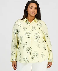 Anne Klein Plus Printed Button-Front Shirt