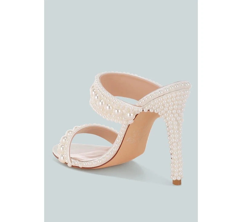 London Rag Womens Ambrin Pearl Embellished Slip On Stiletto Heels