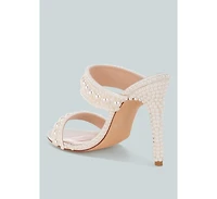 London Rag Womens Ambrin Pearl Embellished Slip On Stiletto Heels