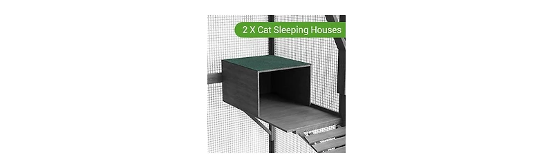 Homsee 43 sq. ft. Cat Run Enclosure Walk in Cat Catio Kitten Condo with Enter Door Roof Cover, Large Outdoor Cat Cage