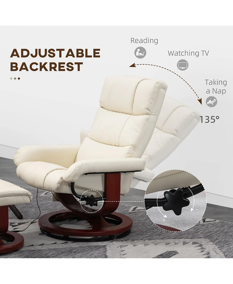 Homcom Pu Leather Massage Recliner with Ottoman and Remote,