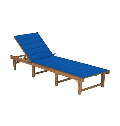 vidaXL Sun Lounger Royal blue cushion with wood frame