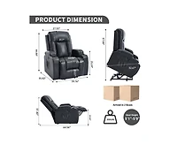 sumyeg Pu Power Lift Recliner 350LB capacity 8-point massage lumbar heat with Usb port and cup holders