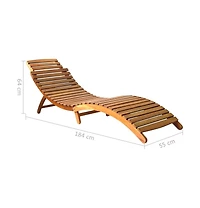 Sun Lounger Natural Brown Solid Acacia wood with a natural oil finish
