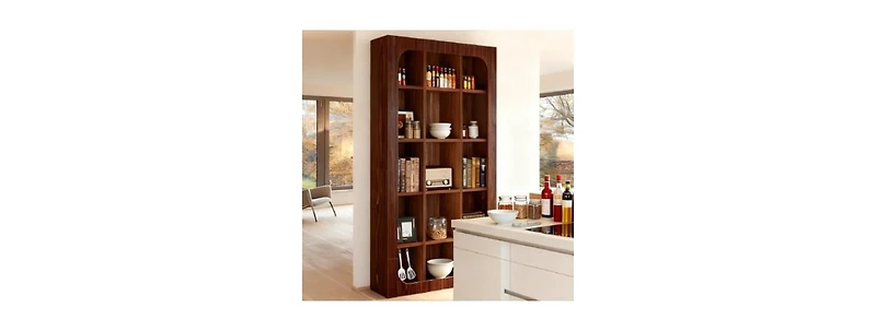 Tribesigns 70.8-Inch Tall Kitchen Pantry, Rustic Cube Cabinet with 15 Open Shelves