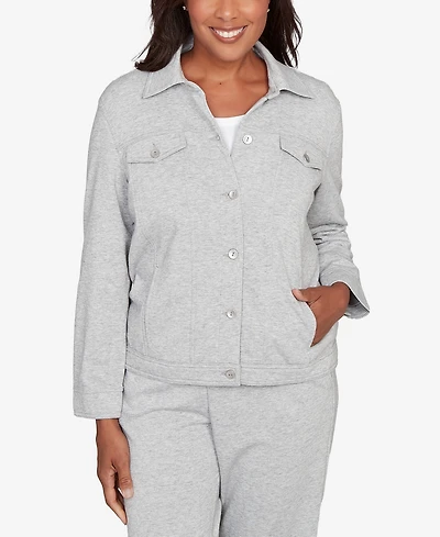 Alfred Dunner Women's Casual Vibe Shimmer Collared Button Jacket