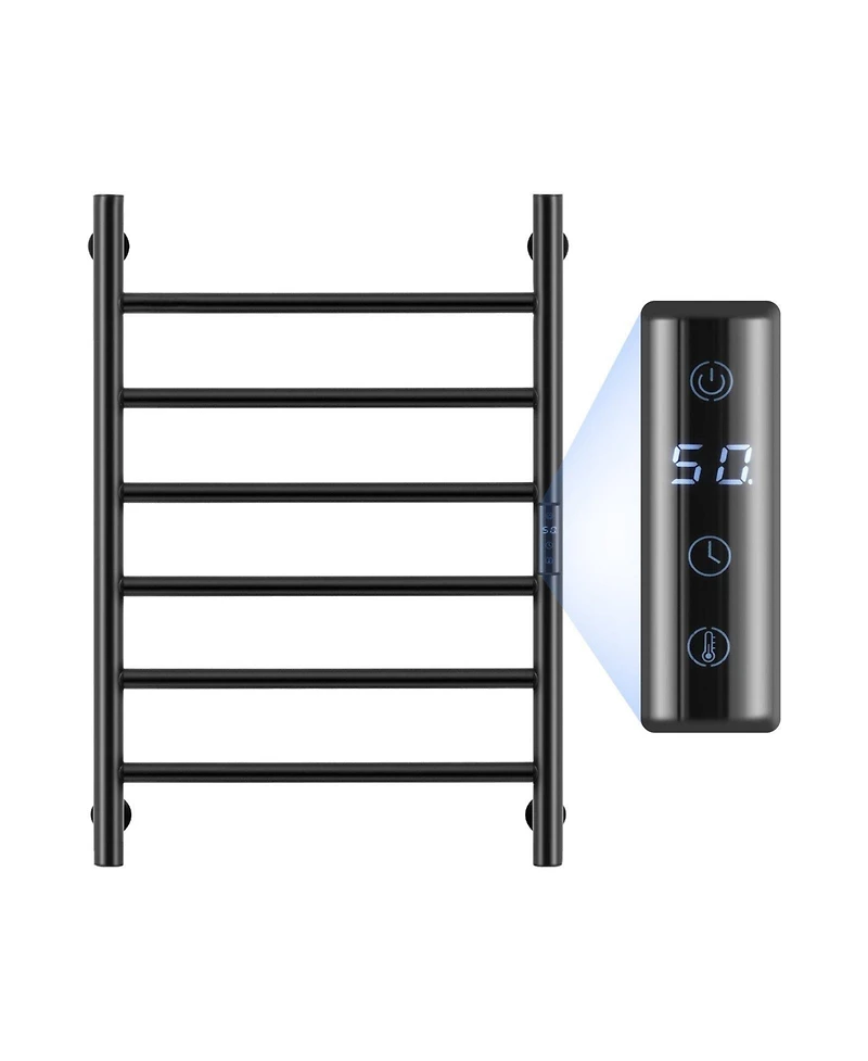 Ecooso 6-Bar Wall Mounted Heated Bathroom Rack Towel Warmer Rack