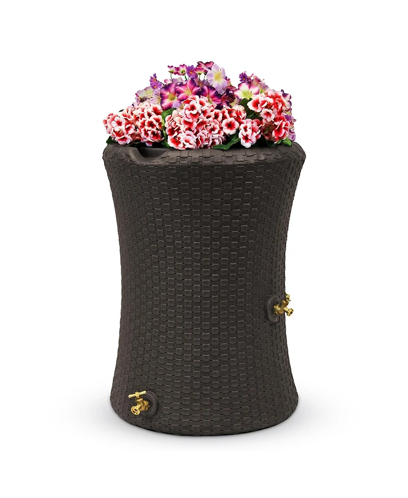 Good Ideas Impressions 50 Gallon Nantucket Rain Barrel Planter, Dark Brown