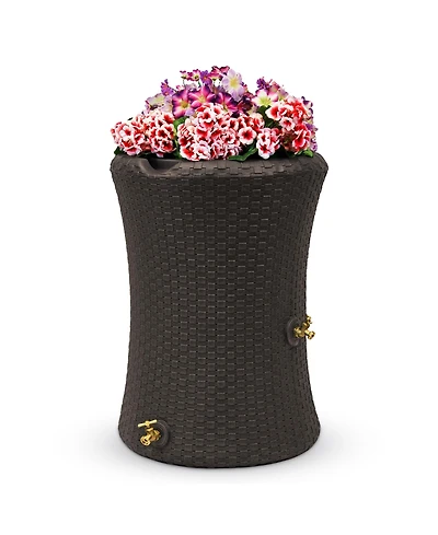 Good Ideas Impressions 50 Gallon Nantucket Rain Barrel Planter, Dark Brown